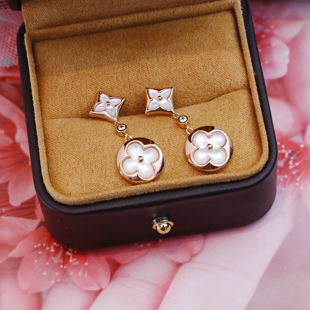 [Glitter Jewelry]STAR AND SUN PINK GOLD MOP DROP EARRINGS