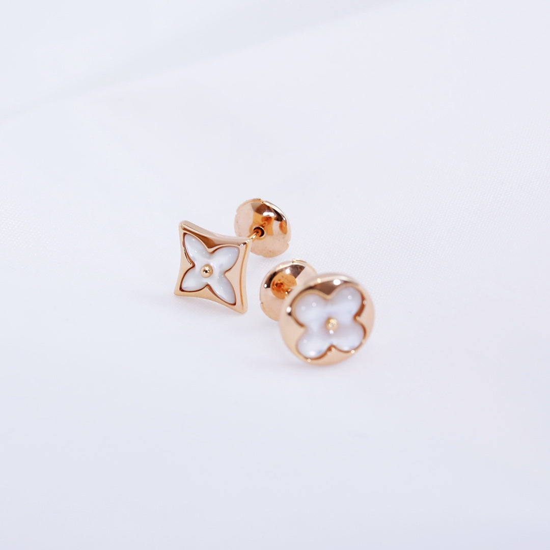 [Glitter Jewelry]STAR AND SUN PINK GOLD MOP STUD EARRINGS