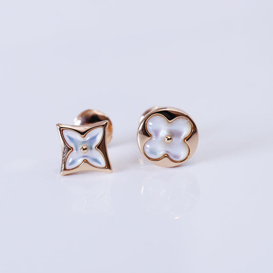 [Glitter Jewelry]STAR AND SUN PINK GOLD MOP STUD EARRINGS