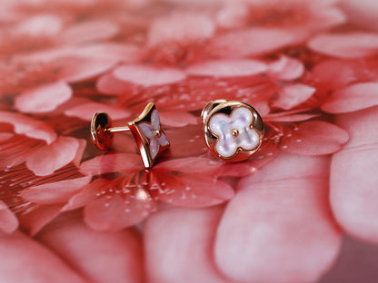 [Glitter Jewelry]STAR AND SUN PINK GOLD MOP STUD EARRINGS