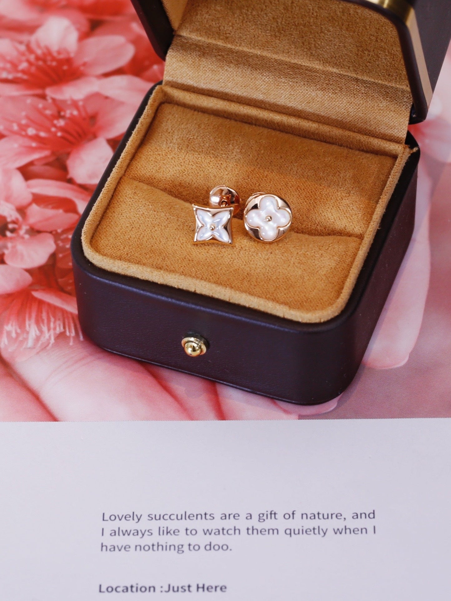 [Glitter Jewelry]STAR AND SUN PINK GOLD MOP STUD EARRINGS