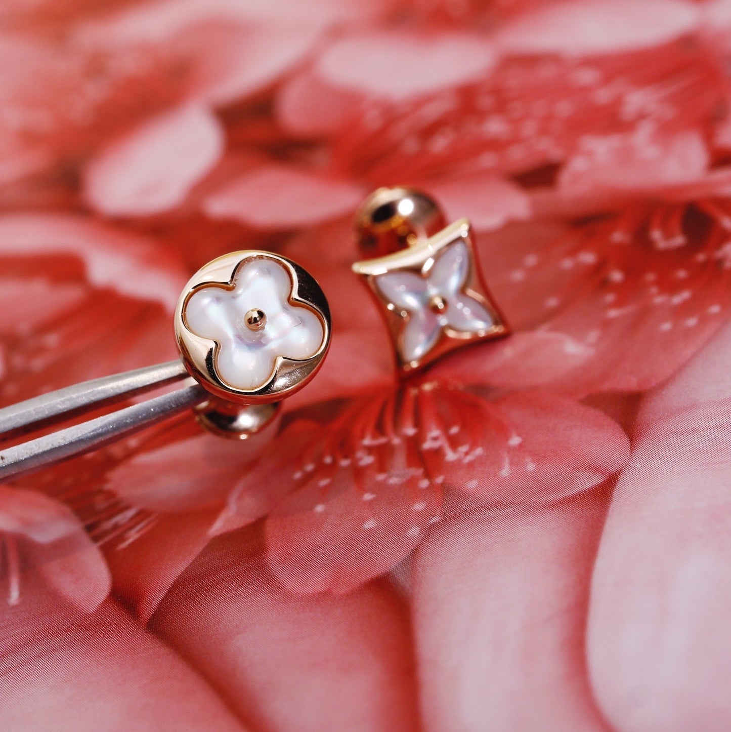 [Glitter Jewelry]STAR AND SUN PINK GOLD MOP STUD EARRINGS
