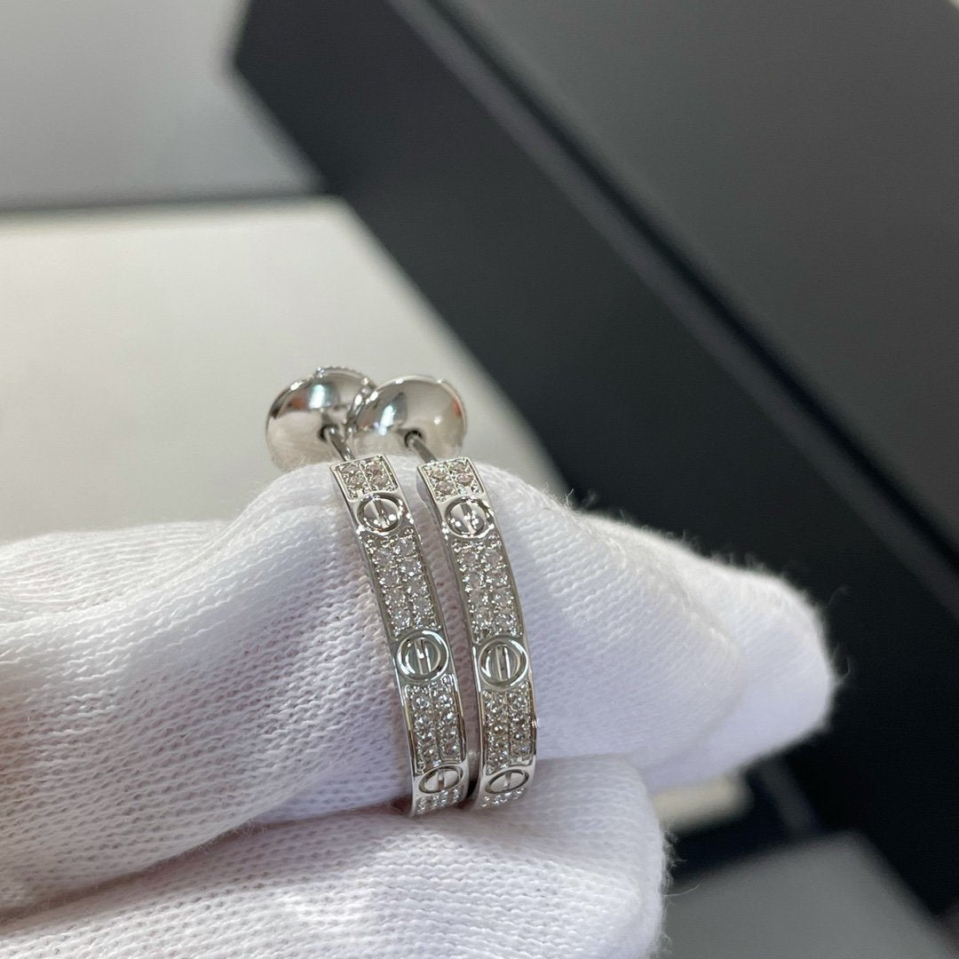 [グリッタージュエリー]ラブダイヤモンドシルバーフープピアス