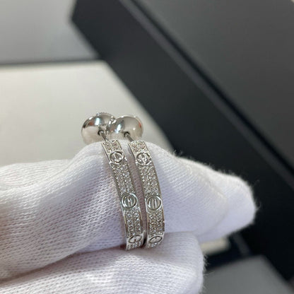 [グリッタージュエリー]ラブダイヤモンドシルバーフープピアス