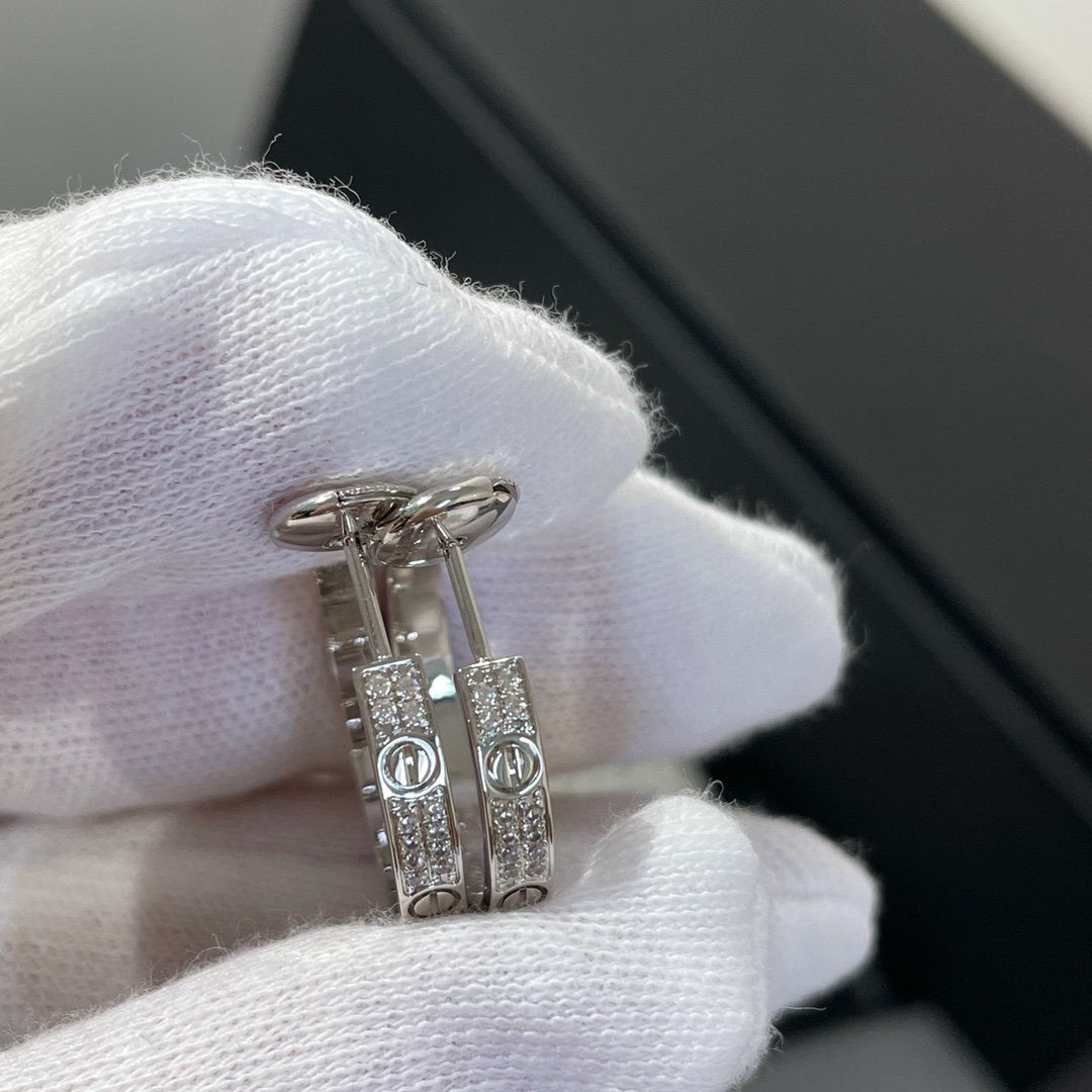 [グリッタージュエリー]ラブダイヤモンドシルバーフープピアス