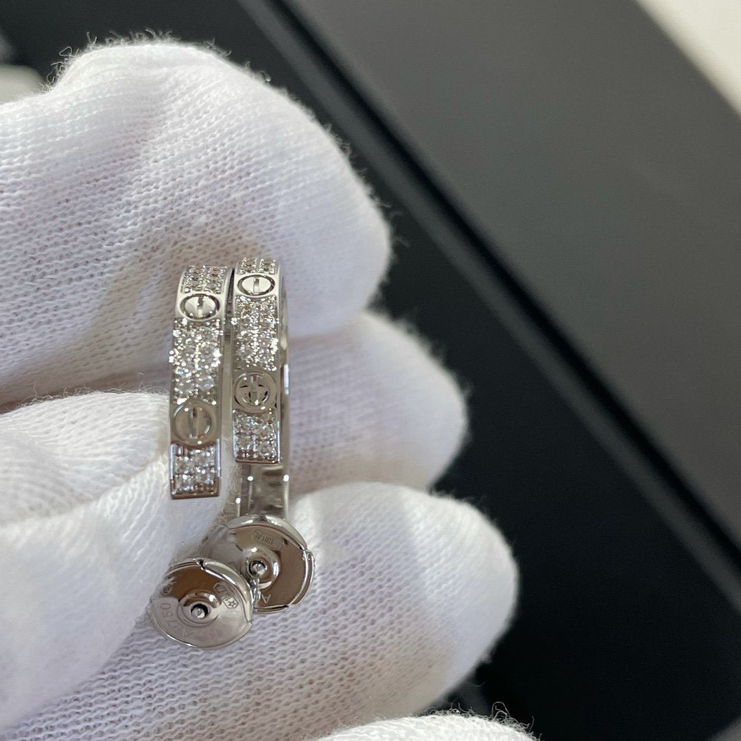 [グリッタージュエリー]ラブダイヤモンドシルバーフープピアス