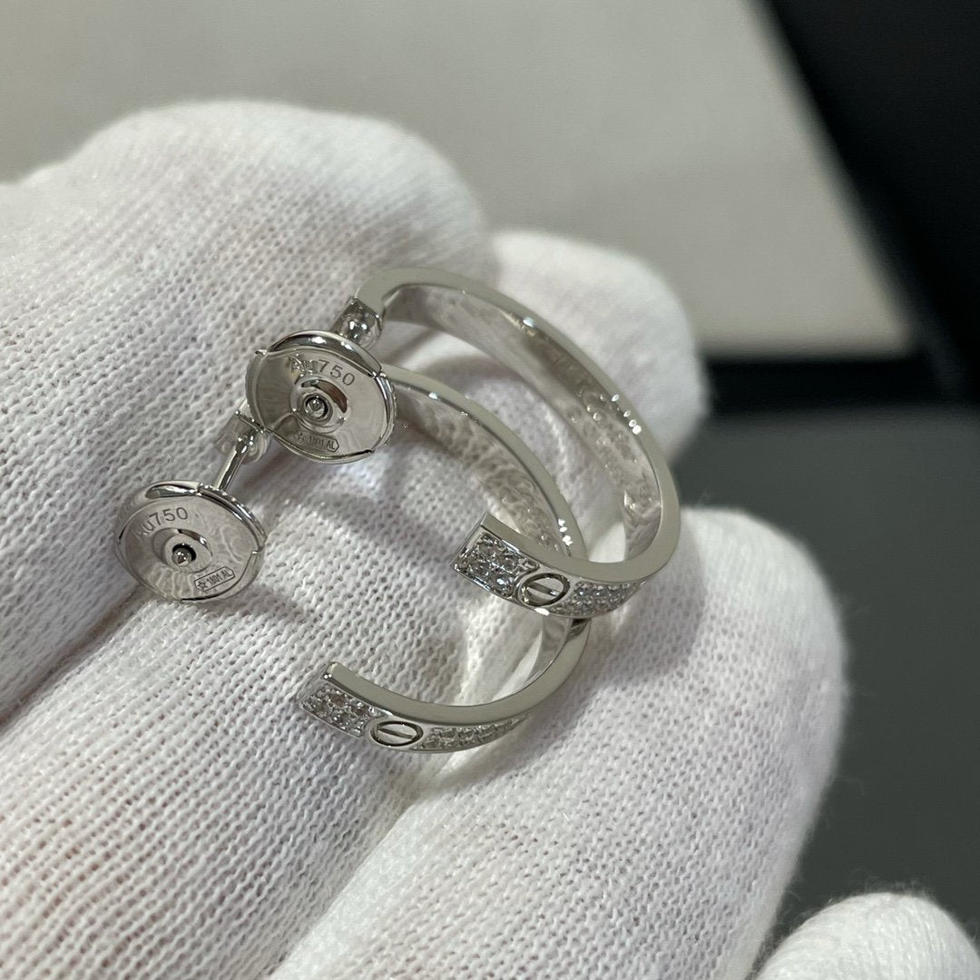 [グリッタージュエリー]ラブダイヤモンドシルバーフープピアス