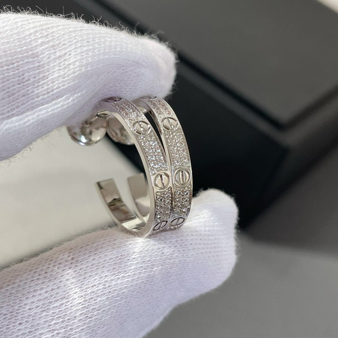 [グリッタージュエリー]ラブダイヤモンドシルバーフープピアス