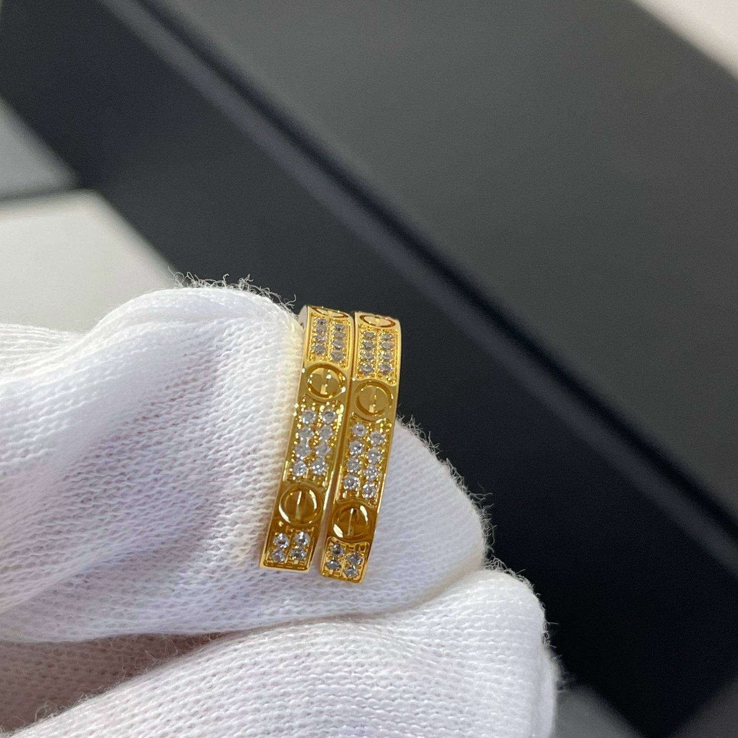 [グリッタージュエリー]ラブダイヤモンドゴールドフープピアス