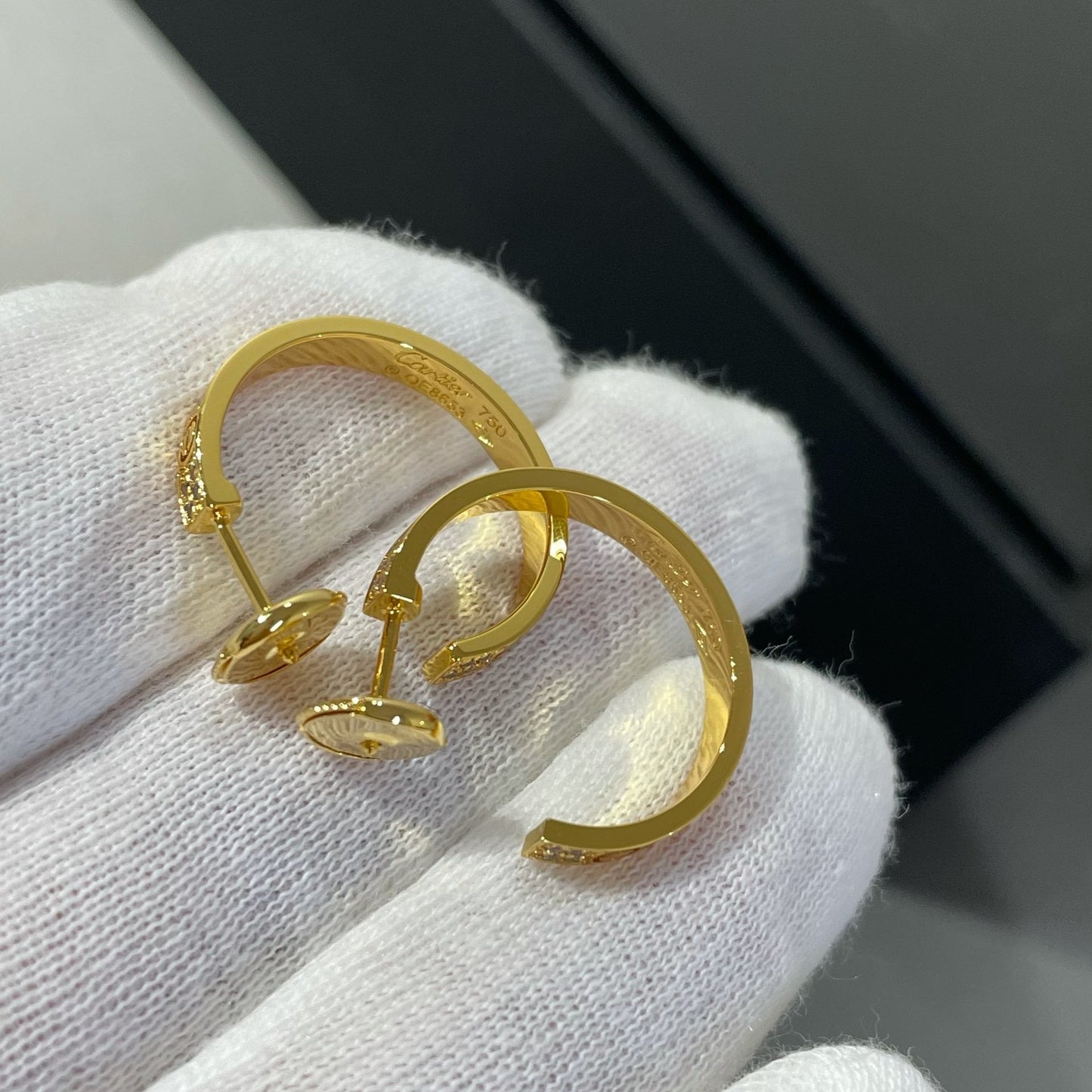 [グリッタージュエリー]ラブダイヤモンドゴールドフープピアス