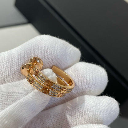 [グリッタージュエリー]ラブダイヤモンド ピンクゴールド フープピアス