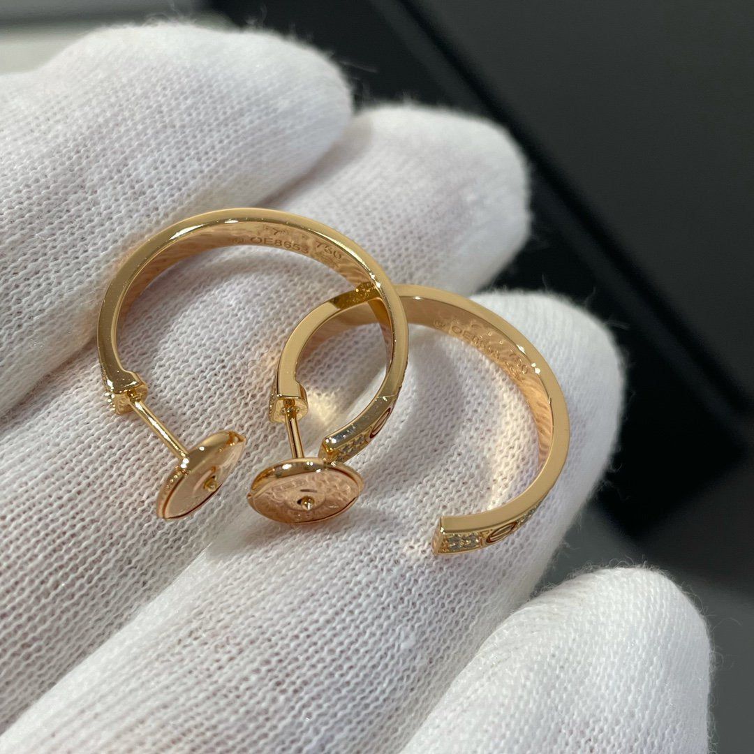 [グリッタージュエリー]ラブダイヤモンド ピンクゴールド フープピアス