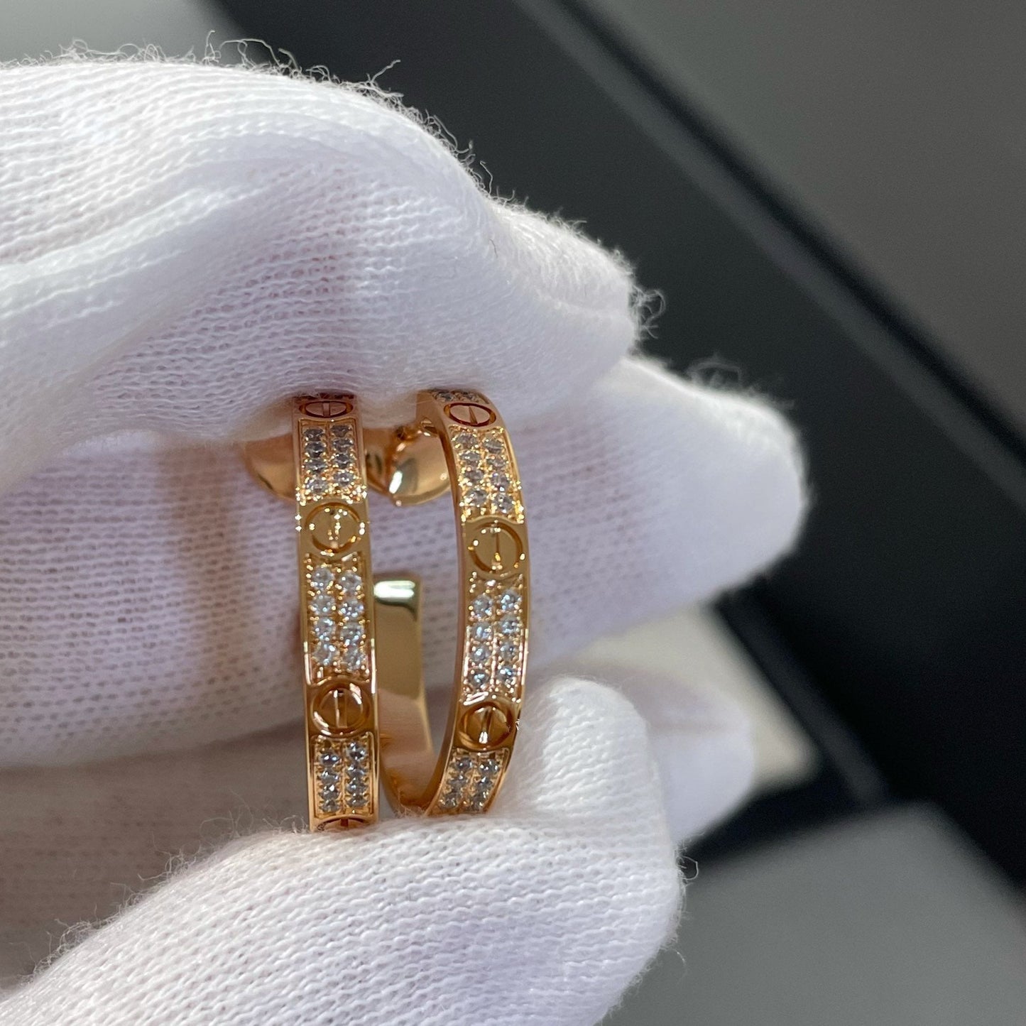 [グリッタージュエリー]ラブダイヤモンド ピンクゴールド フープピアス