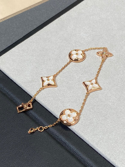 [Glitter Jewelry]STAR AND SUN 5 MOTIF MOP PINK GOLD BRACELET