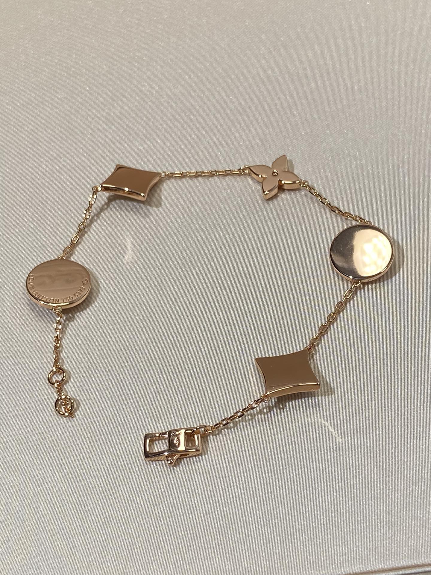 [Glitter Jewelry]STAR AND SUN 5 MOTIF MOP PINK GOLD BRACELET