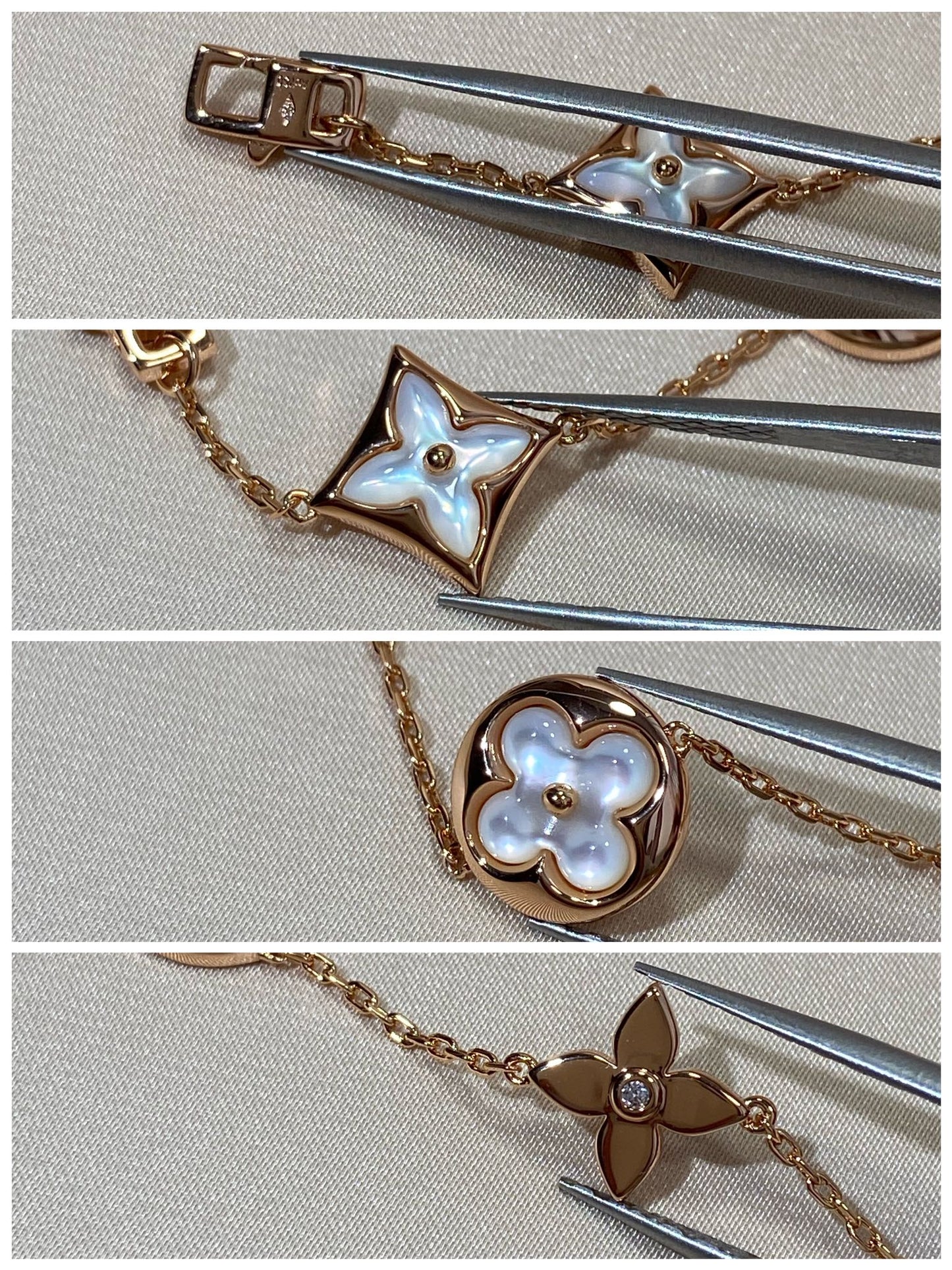 [Glitter Jewelry]STAR AND SUN 5 MOTIF MOP PINK GOLD BRACELET