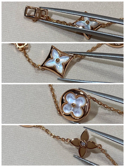 [Glitter Jewelry]STAR AND SUN 5 MOTIF MOP PINK GOLD BRACELET