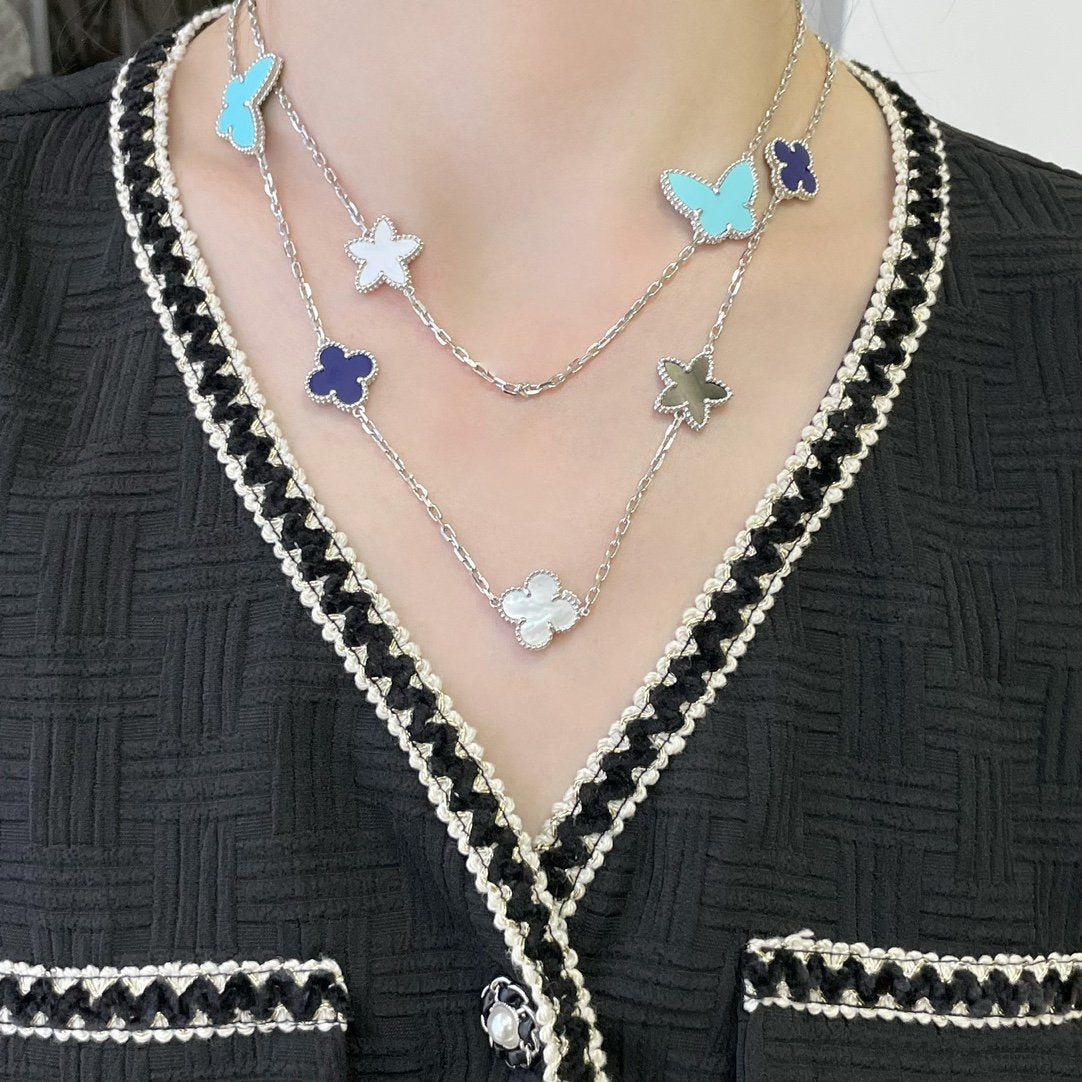 [Glitter Jewelry]LUCKY CLOVER SILVER 11 MOTIF NECKLACE