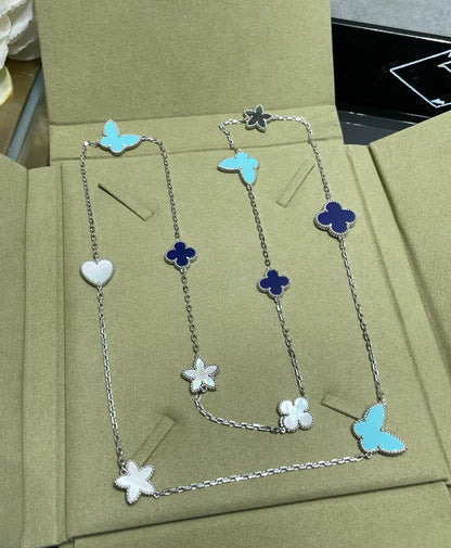 [Glitter Jewelry]LUCKY CLOVER SILVER 11 MOTIF NECKLACE