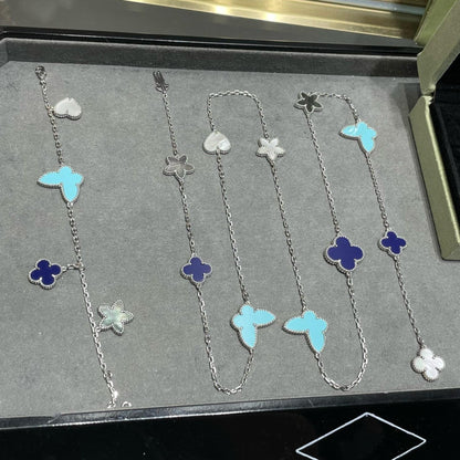 [Glitter Jewelry]LUCKY CLOVER SILVER 11 MOTIF NECKLACE