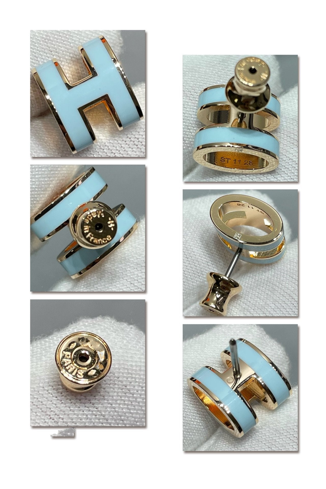 [グリッタージュエリー]POP H スカイブルー スタッドピアス