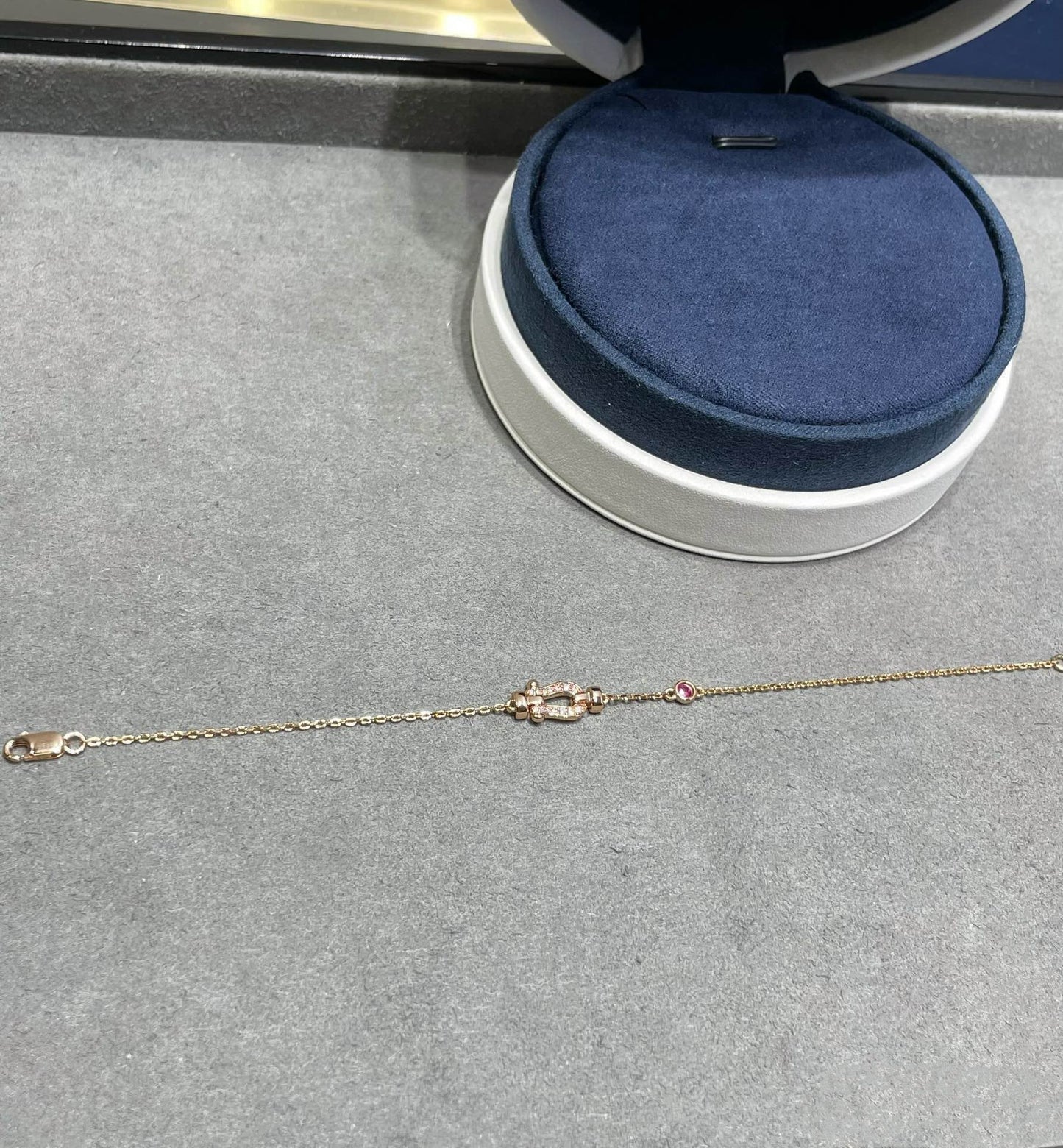[Glitter Jewelry]FORCE 10 DIAMOND CHAIN LINK PINK GOLD BRACELET