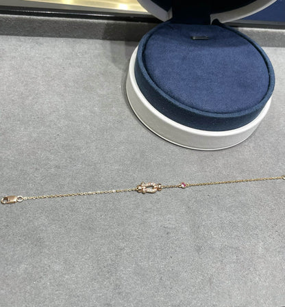 [Glitter Jewelry]FORCE 10 DIAMOND CHAIN LINK PINK GOLD BRACELET