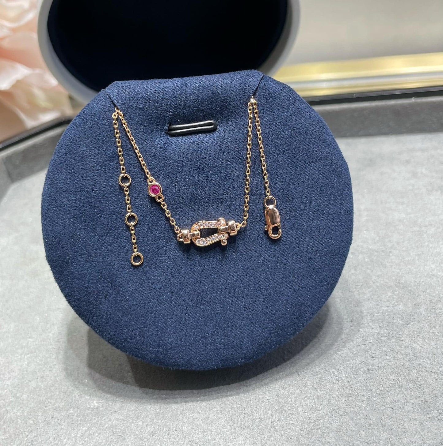 [Glitter Jewelry]FORCE 10 DIAMOND CHAIN LINK PINK GOLD BRACELET
