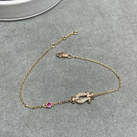 [Glitter Jewelry]FORCE 10 DIAMOND CHAIN LINK PINK GOLD BRACELET