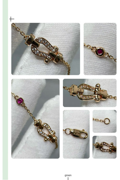 [Glitter Jewelry]FORCE 10 DIAMOND CHAIN LINK PINK GOLD BRACELET