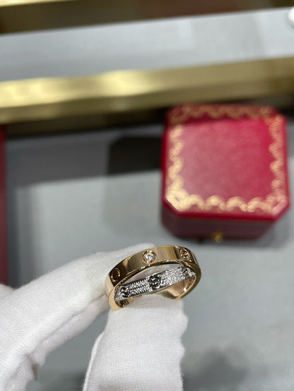 [Glitter Jewelry]LOVE PINK GOLD SILVER DIAMOND DOUBLE RING