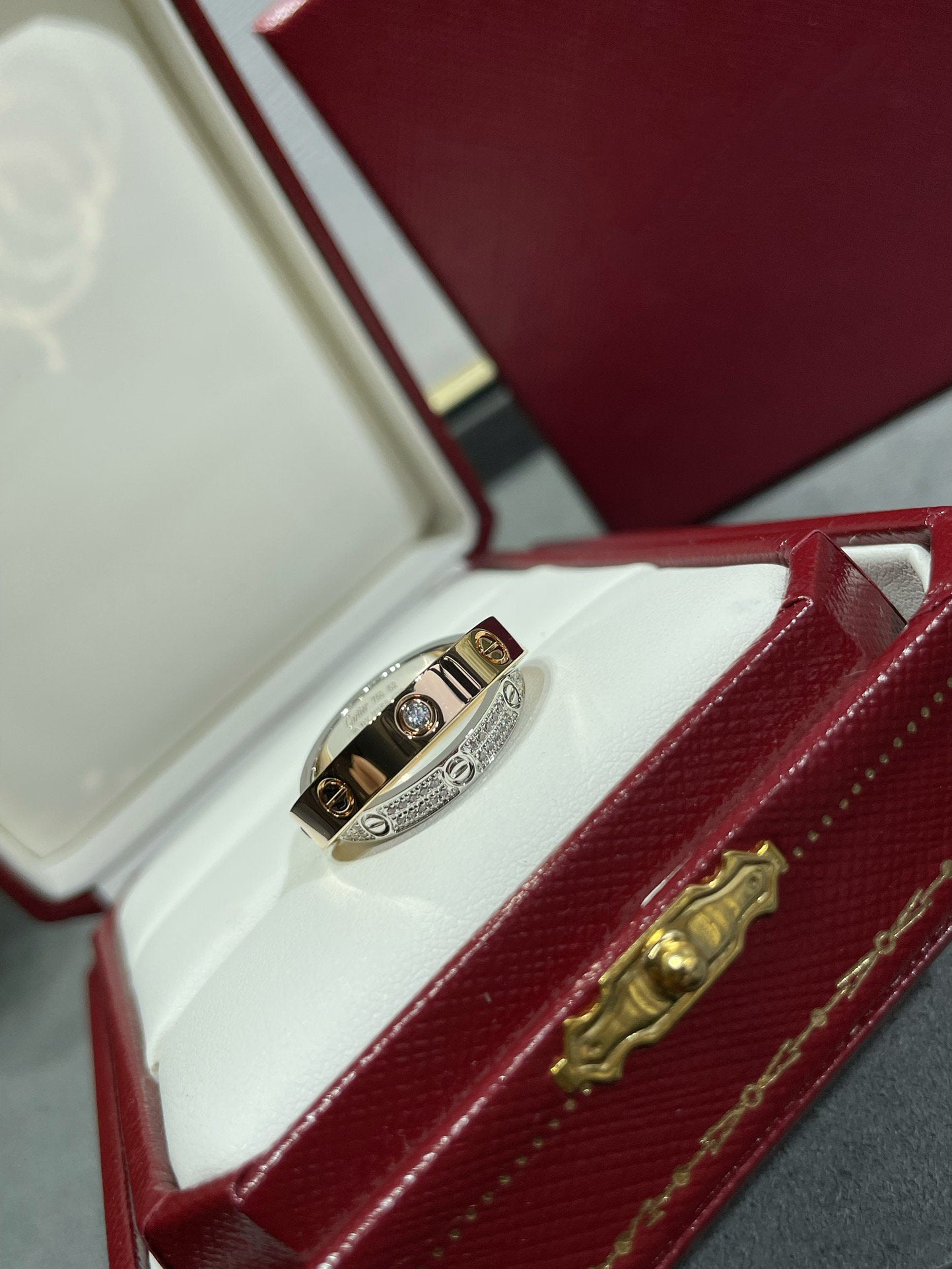 [Glitter Jewelry]LOVE PINK GOLD SILVER DIAMOND DOUBLE RING