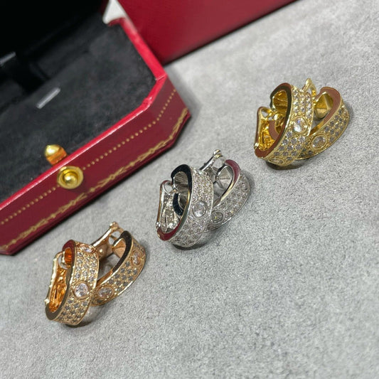 [Glitter Jewelry]LOVE 5.5MM DIAMOND PAVED EARRINGS