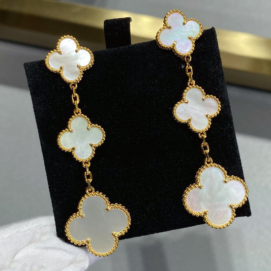 [Glitter Jewelry]CLOVER MOP 3 MOTIFS GOLD EARRINGS