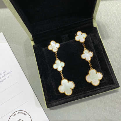 [Glitter Jewelry]CLOVER MOP 3 MOTIFS GOLD EARRINGS