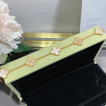 [Glitter Jewelry]CLOVER 5 MOTIF DIAMOND PINK MOP PINK GOLD BRACELET