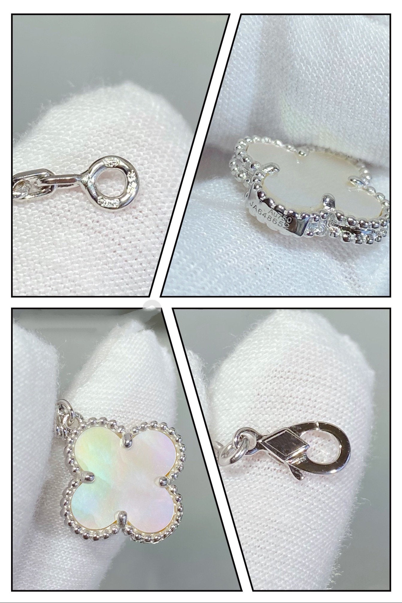 [Glitter Jewelry]CLOVER 5 MOTIF WHITE MOP SILVER BRACELET