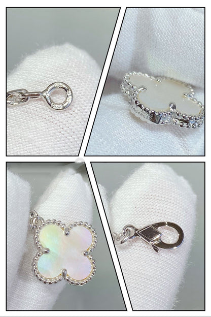 [Glitter Jewelry]CLOVER 5 MOTIF WHITE MOP SILVER BRACELET