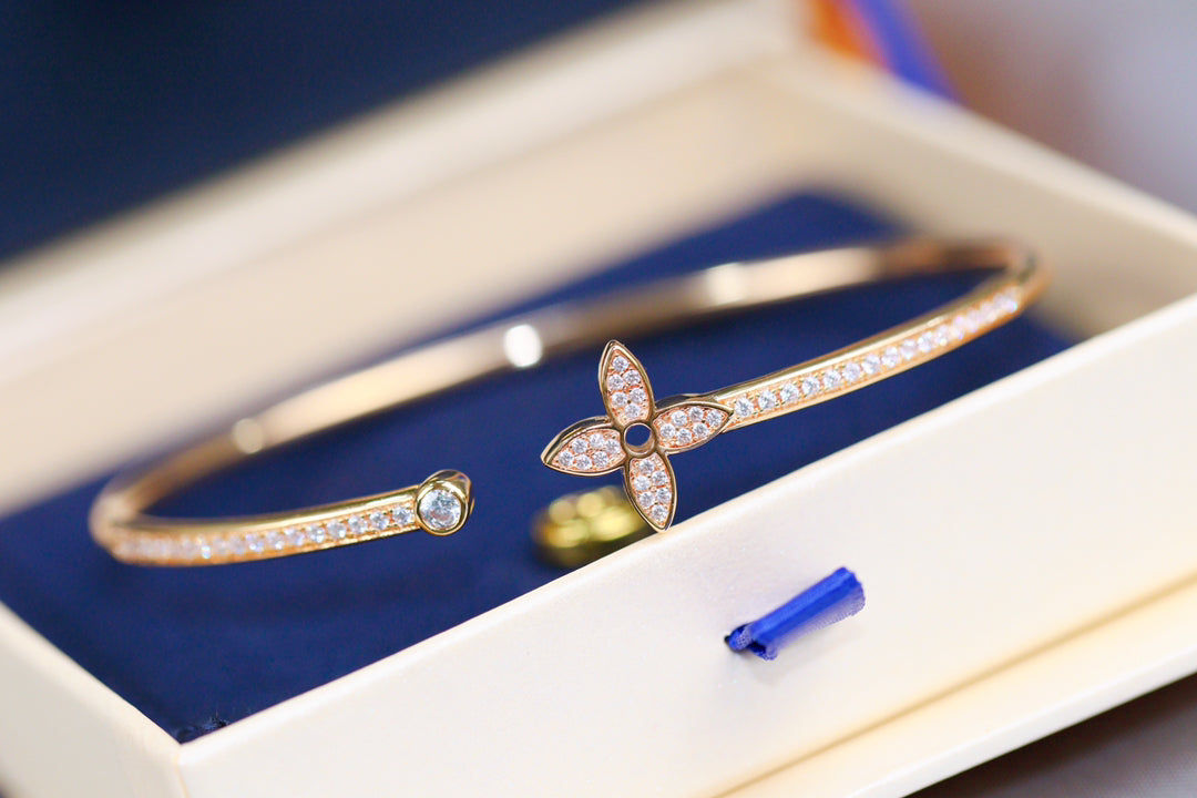 [Glitter Jewelry]IDYLLE PINK GOLD OPEN BRACELET DIAMOND PAVED