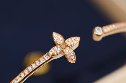 [Glitter Jewelry]IDYLLE PINK GOLD OPEN BRACELET DIAMOND PAVED