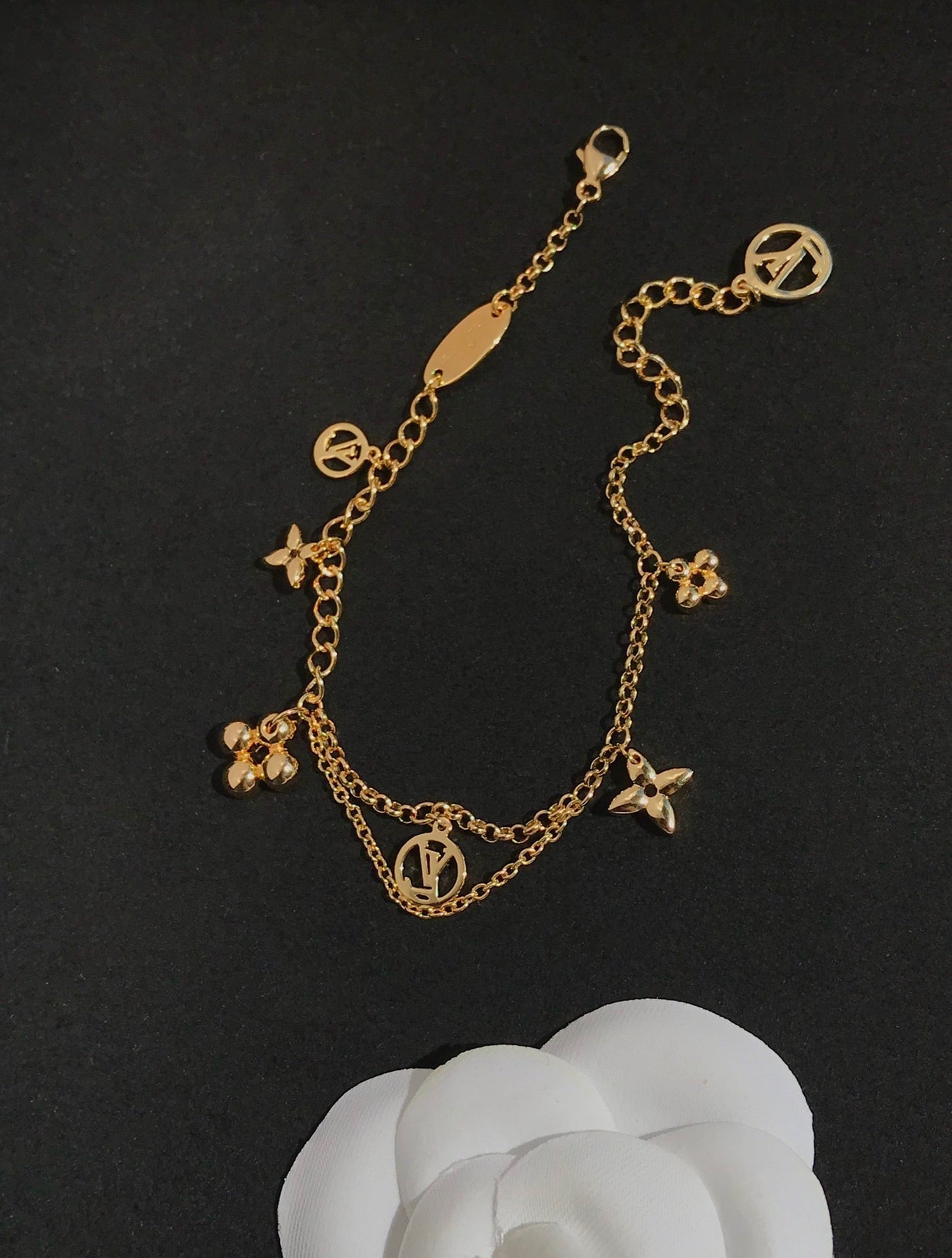 [Glitter Jewelry]BLOOMING PINK GOLD MOP BRACELET