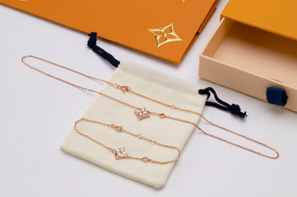[Glitter Jewelry]STAR PINK MOP 1 DIAMOND PINK GOLD NECKLACE