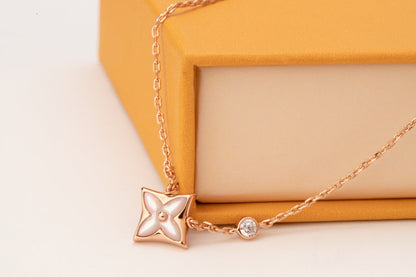 [Glitter Jewelry]STAR PINK MOP 1 DIAMOND PINK GOLD NECKLACE