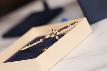 [Glitter Jewelry]IDYLLE GOLD OPEN BRACELET DIAMOND PAVED