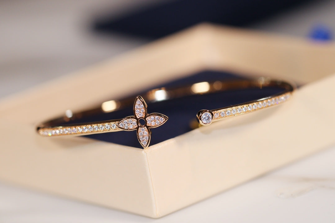 [Glitter Jewelry]IDYLLE GOLD OPEN BRACELET DIAMOND PAVED