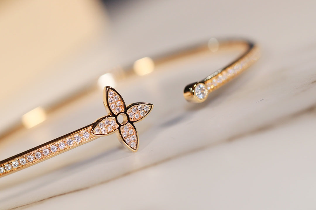 [Glitter Jewelry]IDYLLE GOLD OPEN BRACELET DIAMOND PAVED