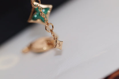 [Glitter Jewelry]STAR AND SUN 4 MOTIF PINK GOLD MALACHITE BRACELET