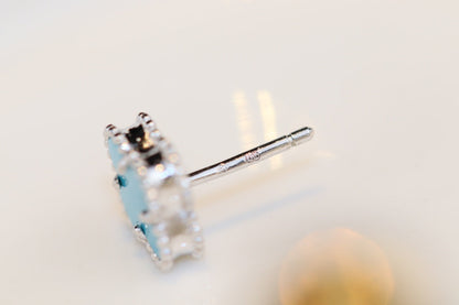 [Glitter Jewelry]CLOVER MINI TURQUOISE SILVER STUD EARRINGS