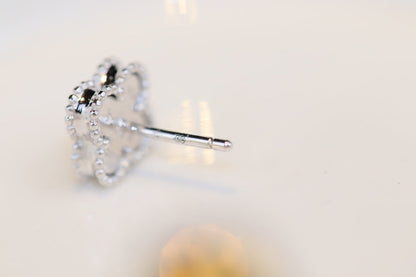 [Glitter Jewelry]CLOVER MINI TURQUOISE SILVER STUD EARRINGS