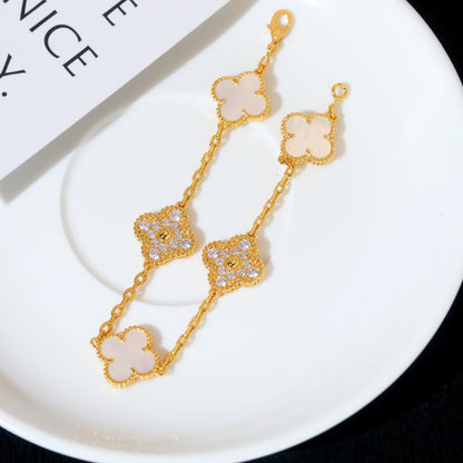 [Glitter Jewelry]CLOVER BRACELET 5 MOTIF WHITE MOP DIAMOND